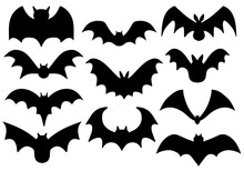 Set With Halloween Bats For Stickers And Cards And Gifts And Fabrics And Hobbies And Wrapping Paper
