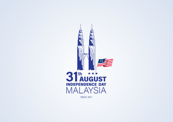 Wall Mural - happy 31st malaysia independence day vector illustration. petronas tower design for 65th national da