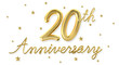 3d golden 20 years anniversary celebration with star background. 3d illustration.	

