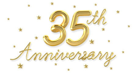 Wall Mural - 3d golden 35 years anniversary celebration with star background. 3d illustration.	
