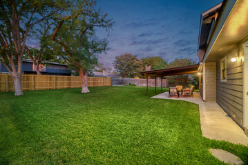 back yard in the evening 