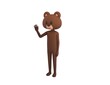 Bear character saying hi in 3d rendering.