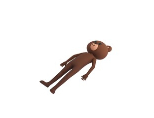 Sticker - Bear character lying on floor in 3d rendering.