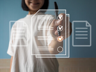 Wall Mural - digital technology questionnaire on a virtual window