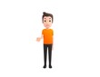 © Baria - Man wearing Orange T-Shirt character Giving a helping hand in 3d rendering.