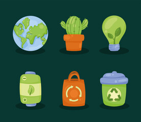 Sticker - six eco friendly icons