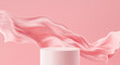 © Lemonsoup14 - Pink fashion fabric cosmetic podium presentation stand on minimal product display 3d background with abstract luxury beauty cloth backdrop or advertising show stage pedestal and blank pastel scene.
