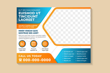 Poster - flyer template design with headline is editable custom dummy text. space of photo collage and text. 