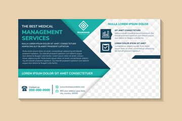 Poster - flyer template design with headline is the best medical management services. space of photo collage 