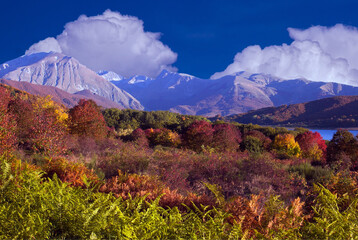 View of apennines during autumn season in Campotosto Abruzzo Italy