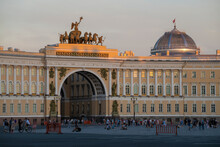 Summer Evening On Palace Square. View Of The Triumphal Arch Of The General Staff Building, Saint Petersburg