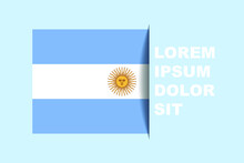 Half Argentina Flag Vector With Copy Space, Country Flag With Shadow Style, Horizontal Slide Effect, Argentina Icon Design Asset, Text Area, Simple Flat Design