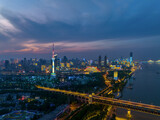 Fototapeta Miasto - Hubei Wuhan Summer Urban Night Skyline Aerial photography scenery