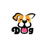 Fototapeta Psy - an illustration of a logo that says 'dog' with a variation of 'o' that forms a dog's tongue