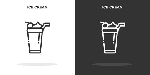 Sticker - ice cream line icon. Simple outline style.ice cream linear sign. Vector illustration isolated on white background. Editable stroke EPS 10