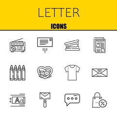 Fototapete - letter vector line icons set. news, message and stapler remover Icons. Thin line design. Modern outline graphic elements, simple stroke symbols stock illustration