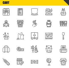 Poster - cart vector line icons set. train, asteroid and magician Icons. Thin line design. Modern outline graphic elements, simple stroke symbols stock illustration