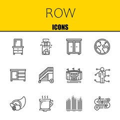 Poster - row vector line icons set. drawer, cookies and drawer Icons. Thin line design. Modern outline graphic elements, simple stroke symbols stock illustration