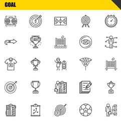 Canvas Print - goal vector line icons set. vision, list and football jersey Icons. Thin line design. Modern outline graphic elements, simple stroke symbols stock illustration