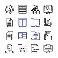 Fototapete - folder Icon Set with line icons. Modern Thin Line Style. Suitable for Web and Mobile Icon. Vector illustration EPS 10.