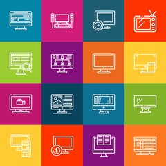 Fototapete - Modern thin line icons set of lcd elements. Premium quality outline symbol collection. Simple mono linear pictogram pack. Stroke vector logo concept for web graphics