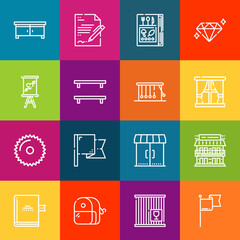 Poster - Modern thin line icons set of pen elements. Premium quality outline symbol collection. Simple mono linear pictogram pack. Stroke vector logo concept for web graphics