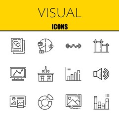 Poster - visual vector line icons set. picture, pie chart and bars Icons. Thin line design. Modern outline graphic elements, simple stroke symbols stock illustration
