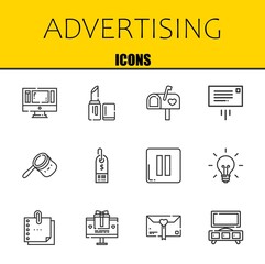 Fototapete - advertising vector line icons set. monitor, lipstick and mailbox Icons. Thin line design. Modern outline graphic elements, simple stroke symbols stock illustration