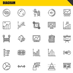 Sticker - diagram vector line icons set. vision, chart and subway Icons. Thin line design. Modern outline graphic elements, simple stroke symbols stock illustration