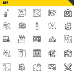 Wall Mural - gps vector line icons set. navigation, map and map Icons. Thin line design. Modern outline graphic elements, simple stroke symbols stock illustration