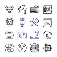 Fototapete - hardware Icon Set with line icons. Modern Thin Line Style. Suitable for Web and Mobile Icon. Vector illustration EPS 10.
