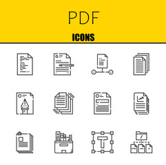 Poster - pdf vector line icons set. file, file and file Icons. Thin line design. Modern outline graphic elements, simple stroke symbols stock illustration
