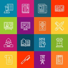 Fototapete - Modern thin line icons set of document elements. Premium quality outline symbol collection. Simple mono linear pictogram pack. Stroke vector logo concept for web graphics