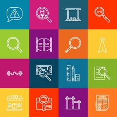 Poster - Modern thin line icons set of magnifier elements. Premium quality outline symbol collection. Simple mono linear pictogram pack. Stroke vector logo concept for web graphics