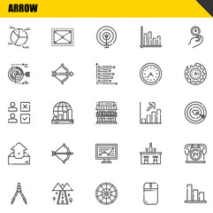 Poster - arrow vector line icons set. pie chart, compass and choice Icons. Thin line design. Modern outline graphic elements, simple stroke symbols stock illustration