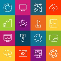 Poster - Modern thin line icons set of server elements. Premium quality outline symbol collection. Simple mono linear pictogram pack. Stroke vector logo concept for web graphics