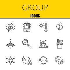 Wall Mural - group vector line icons set. brainstorming, kid and thermometer Icons. Thin line design. Modern outline graphic elements, simple stroke symbols stock illustration