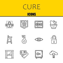 Poster - cure vector line icons set. password, shield and safebox Icons. Thin line design. Modern outline graphic elements, simple stroke symbols stock illustration