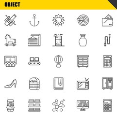Poster - object vector line icons set. hubble space telescope, payment method and cinema Icons. Thin line design. Modern outline graphic elements, simple stroke symbols stock illustration