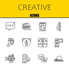 Fototapete - creative vector line icons set. chat, brush and gift Icons. Thin line design. Modern outline graphic elements, simple stroke symbols stock illustration