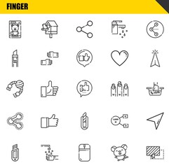 Poster - finger vector line icons set. toy, cutter and toy Icons. Thin line design. Modern outline graphic elements, simple stroke symbols stock illustration