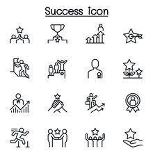 Success Icon Set In Thin Line Style