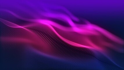 Aufkleber - Particles wave Cyber or technology background. Abstract seamless loop of mesh glowing red dots digital luxurious sparkling wave particles flows background, Motion of digital data flow.