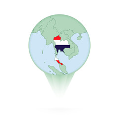 Sticker - Thailand map, stylish location icon with Thailand map and flag.