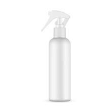 Blank Plastic Spray Bottle Mockup, Isolated On White Background. Vector Illustration