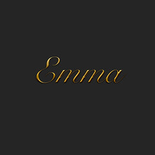 Emma - Female Name . Gold 3D Icon On Dark Background. Decorative Font. Template, Signature Logo.