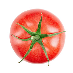 Wall Mural - Fresh red tomato isolated on white background. Top view.