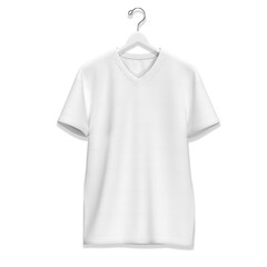 Wall Mural - White T-shirt on a hanger. 3D rendering, mockup