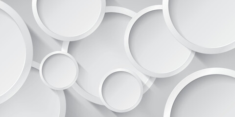 Poster - White empty round frames, abstract composition. Mock up objects. Vector design background for you art projects
