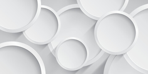 Poster - White empty round frames, abstract composition. Mock up objects. Vector design background for you art projects